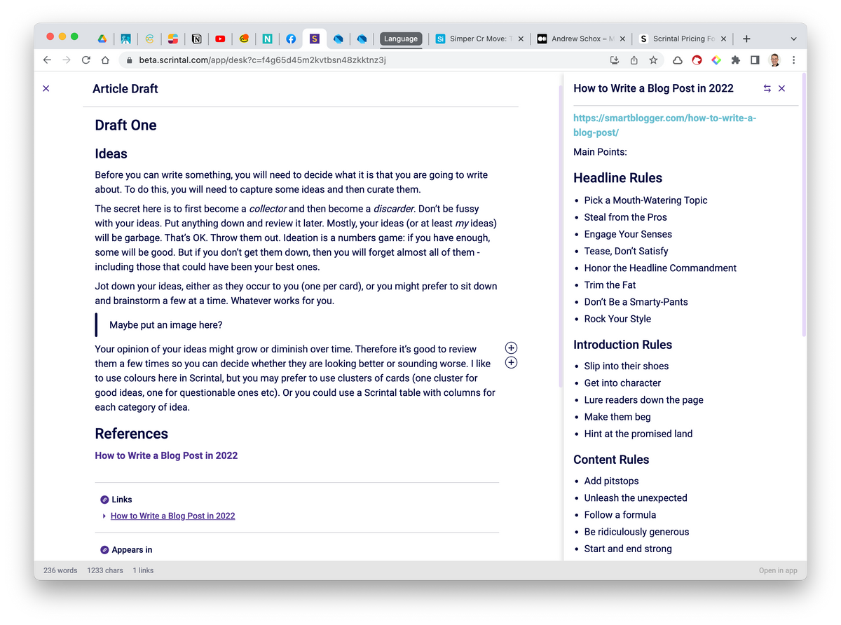 How I write blog posts using Scrintal